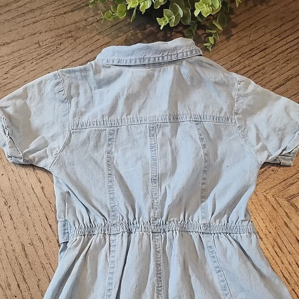 Stylish Denim Kids Dress Size 6 with Pink Accents